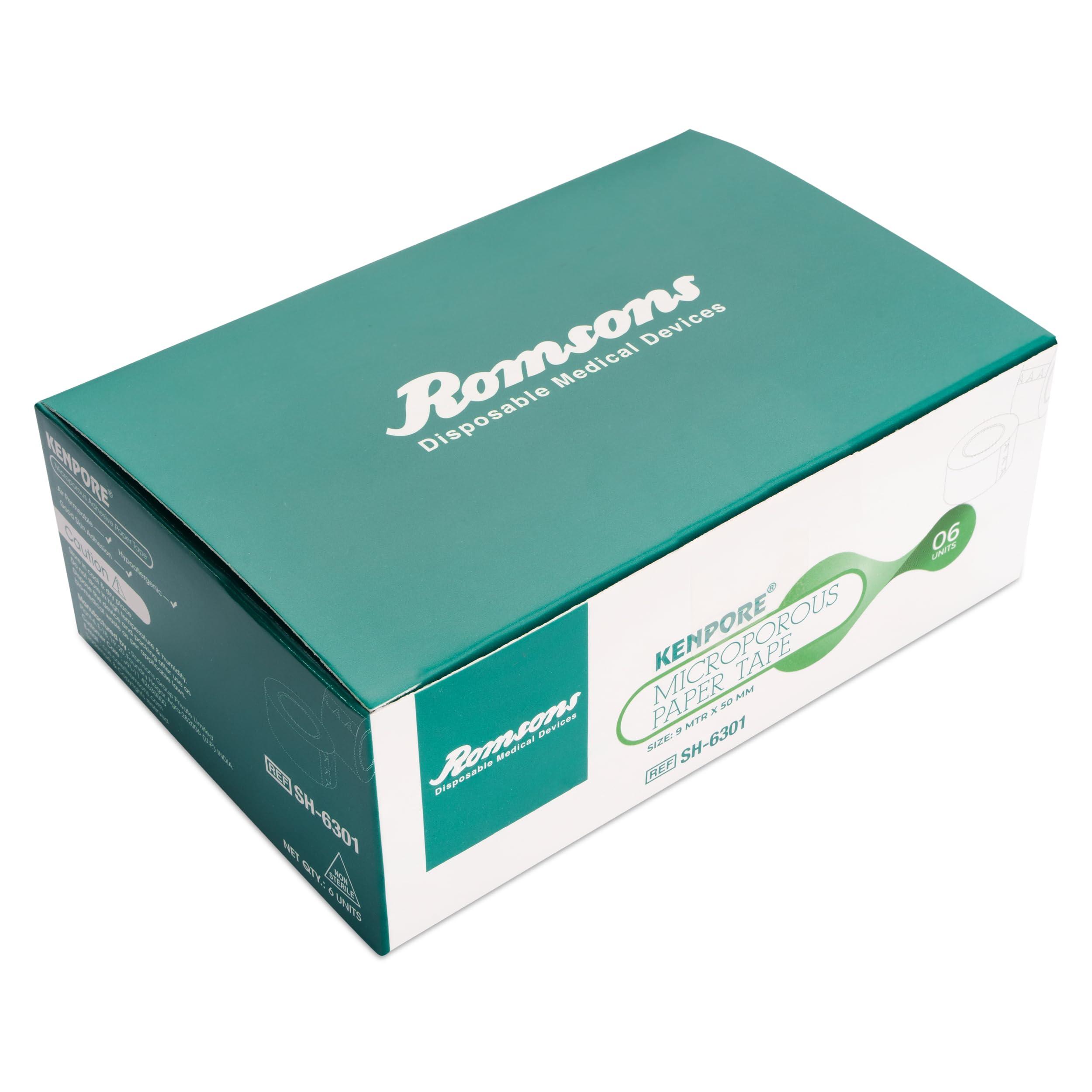 Romsons Romson Kenpore Surgical Adhesive Tape | Transparent | Clear Waterproof Dressing Tape - 50mm x 5.0mtr (6 Rolls) Pack of 4