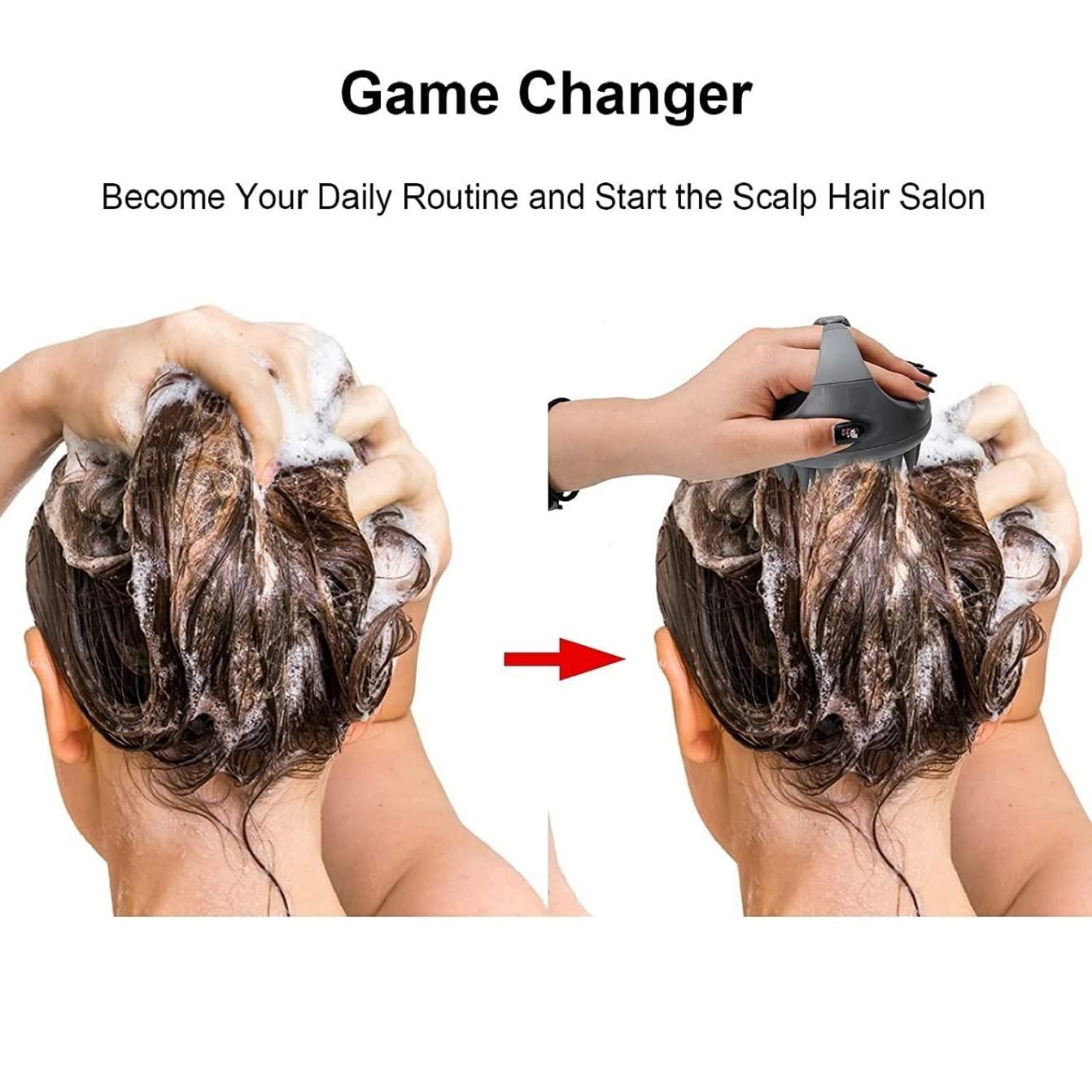 VENIQE VENIQE Hair Scalp Scrub Shampoo Brush Ultra Long Soft Silicone Bristles Exfoliating Ergonomic Comb for Dandruff Removal Scalp Care Manual Head Massager Thick Curly Hair for Men Women (GREY)