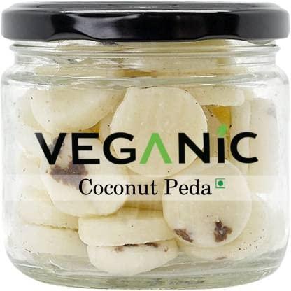 Veganic Veganic Coconut Peda | No Preservative Real Coconut Toffee Candy | Kesari Badam Goli Soft & Chewy Nariyal Peda (400g)