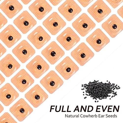 rosenice ROSENICE 600 Counts Acupuncture Vaccaria Ear Seeds Disposable Ear Press Seeds Multi-Condition Ear Seed Acupressure Kit (10 Sheets)