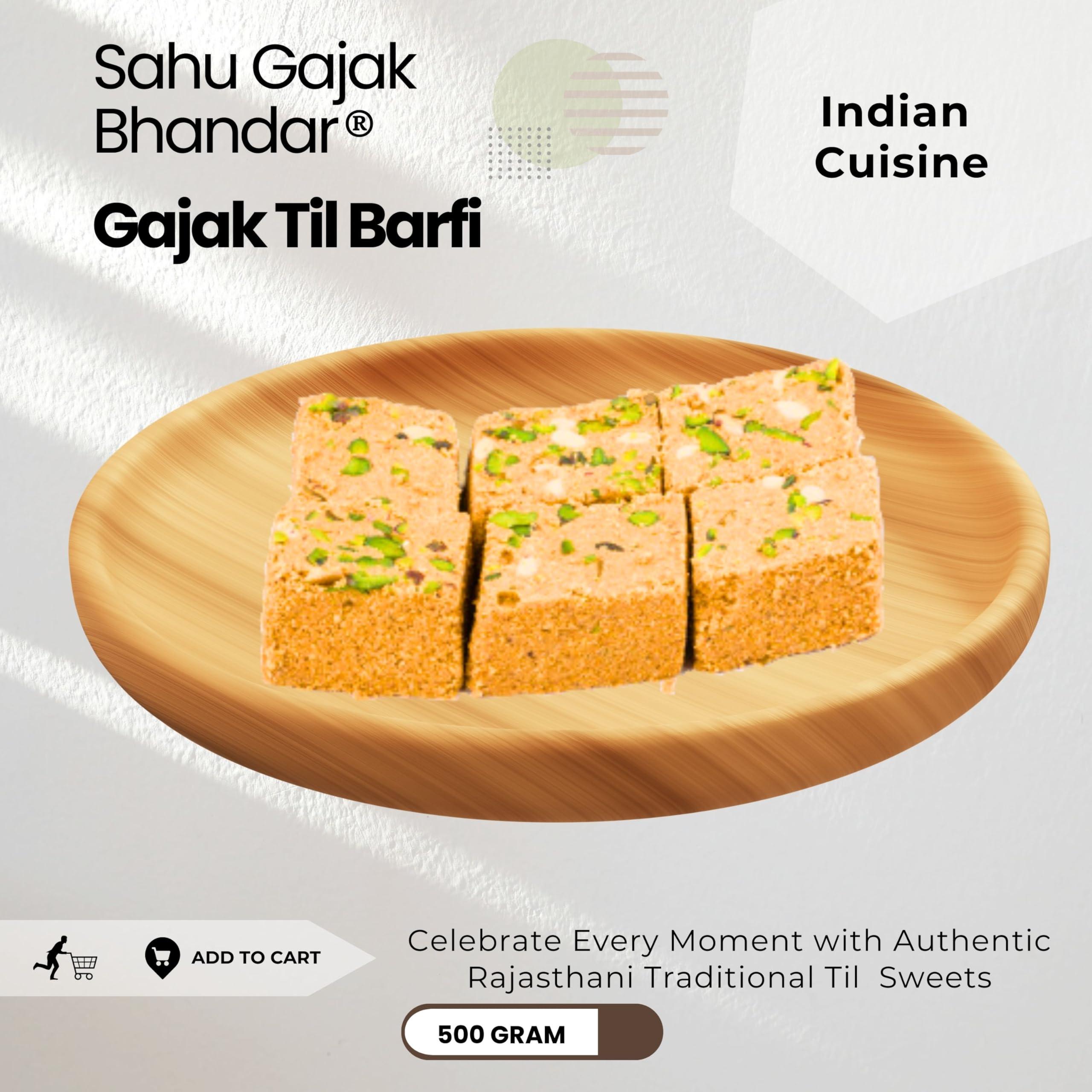 SAHU GAJAK BHANDAR SAHU GAJAK BHANDAR Til Barfi 500 Gram Sesame Indian Sweets | Tilli Ki Burfi