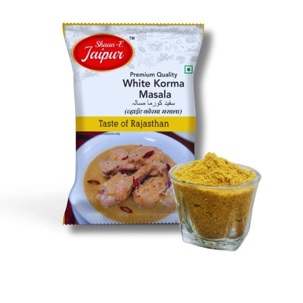 SHAAN-E JAIPUR Shaan-E Jaipur White Korma Masala | Shahi White Chicken Korma Masala | Natural Spices | Spice for Authentic Taste and Colour 50 gm Each (Pack of 1)