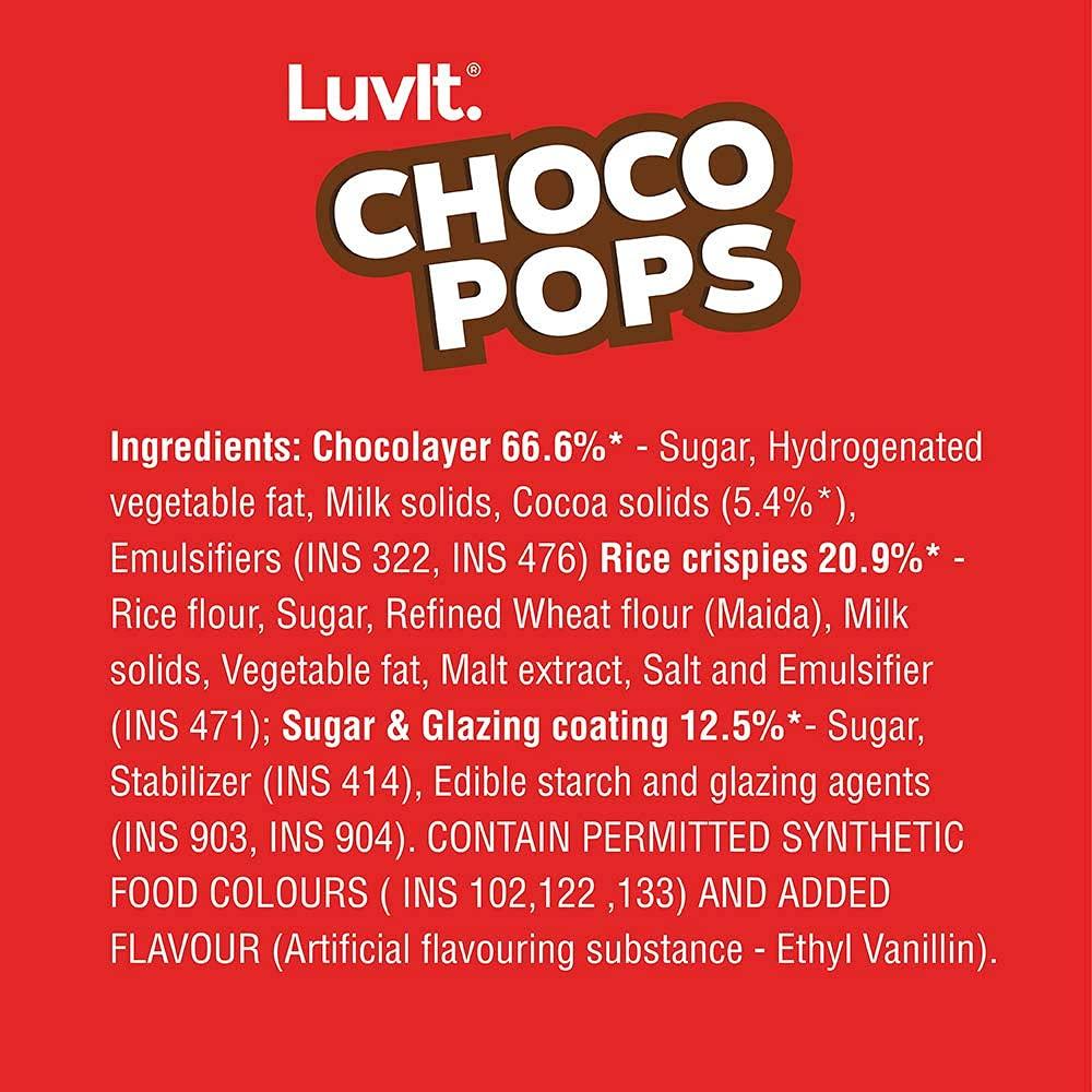 LuvIt. LuvIt ChocoPops |Chocolate Coated Balls With Crunchy Rice Crispies Inside | Pack of 8 - 344.25g Each