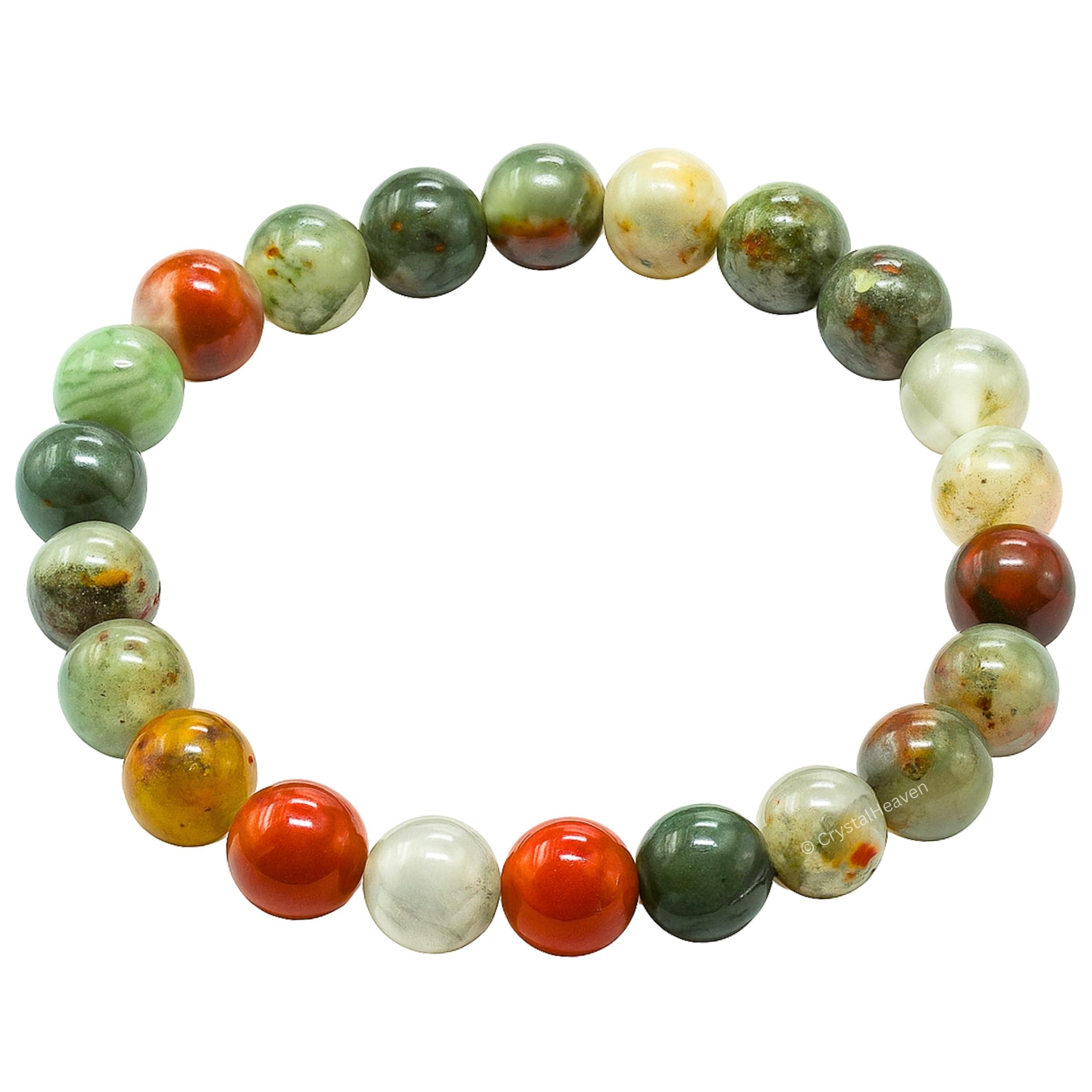 Crystal Heaven Certified African Bloodstone Bracelet for Women Men with Healing Crystal and Reiki Stone - Beautiful Gemstone Beaded Bracelet for Balance, Harmony & Positive Energy