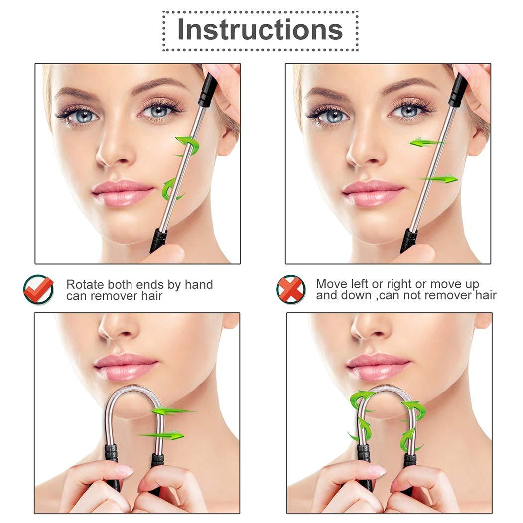 Coxeer Coxeer Black Hair Remover Spring Creative Stainless Steel Threading Tool with 5 Eyebrow Tools for Women Girls