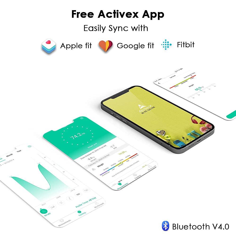 ACTIVEX ActiveX (Australia) Ivy+ Bluetooth BMI Digital Body Weight Scale | Super Bright LED | Free ActiveX App | Batteries included | Not A Body Fat Scale |Black