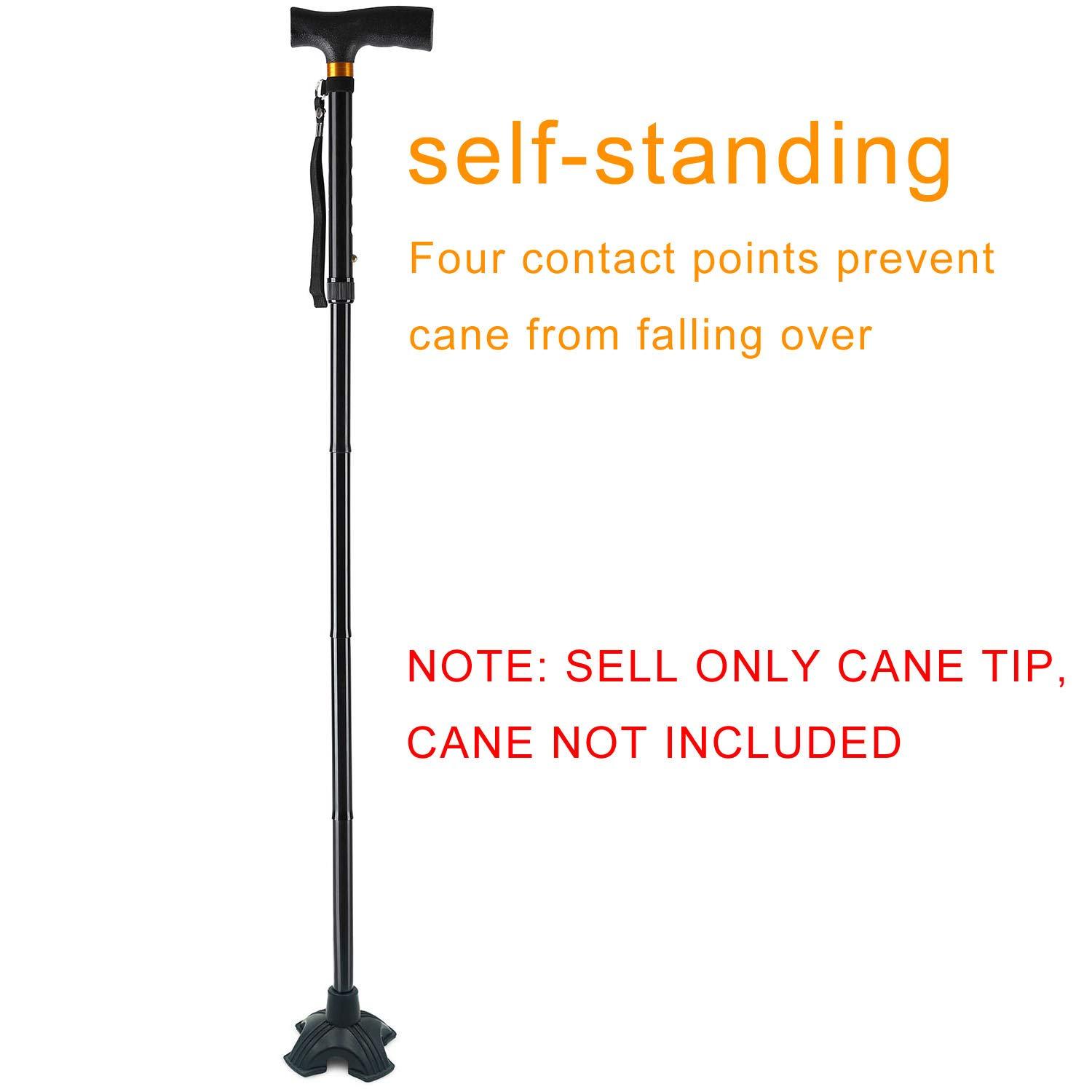 YAMTHR YAMTHR Cane Tip with Quad Support Rubber Foot for Walking Canes 3/4 Inch Shaft, Self-Standing, Anti-Slip Stable Four Point Cane Tip Universal 4 Leg Attachment for Walking Stick (Quad Cane Tip)