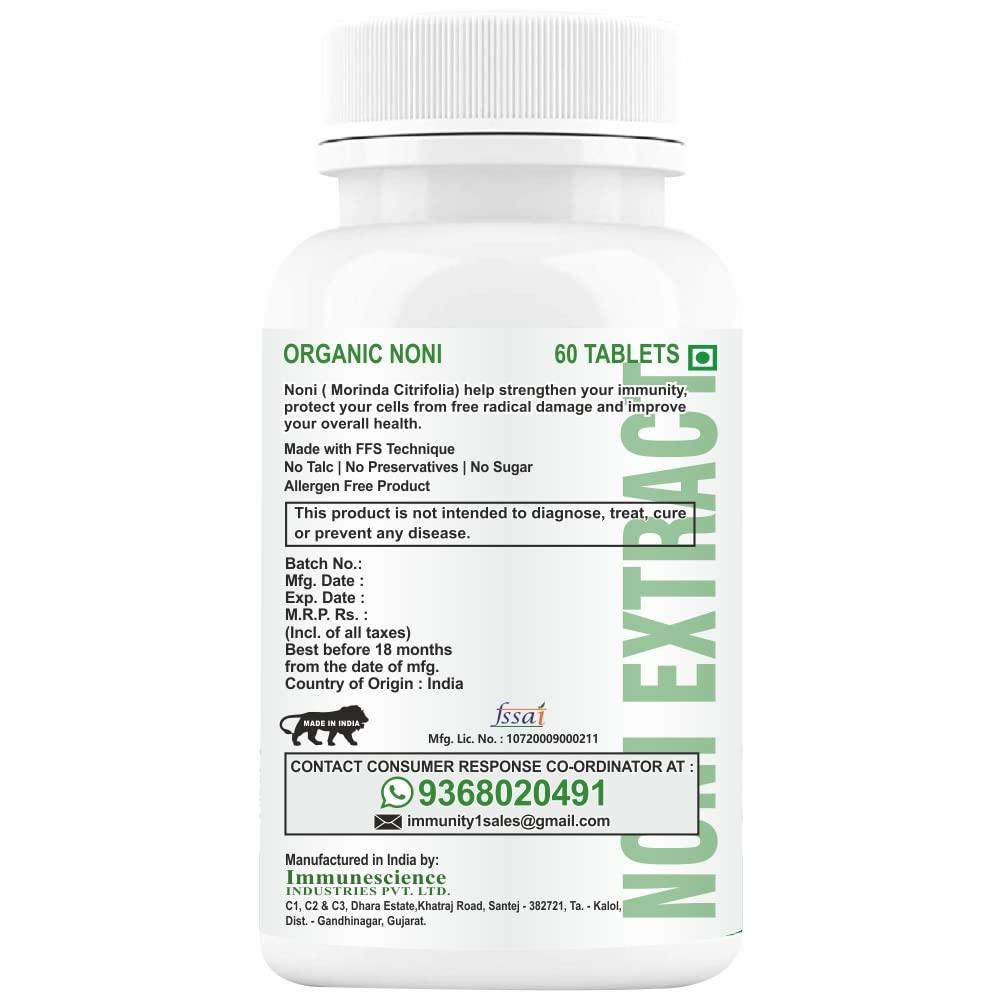 HXN HXN Fresh Noni Juice Tablet With Vitamin B12 Supplements To Help Support Anxiety Relief, Immunity Health, Body detox, -120 Organic Gluten-free Tab (Pack 2)