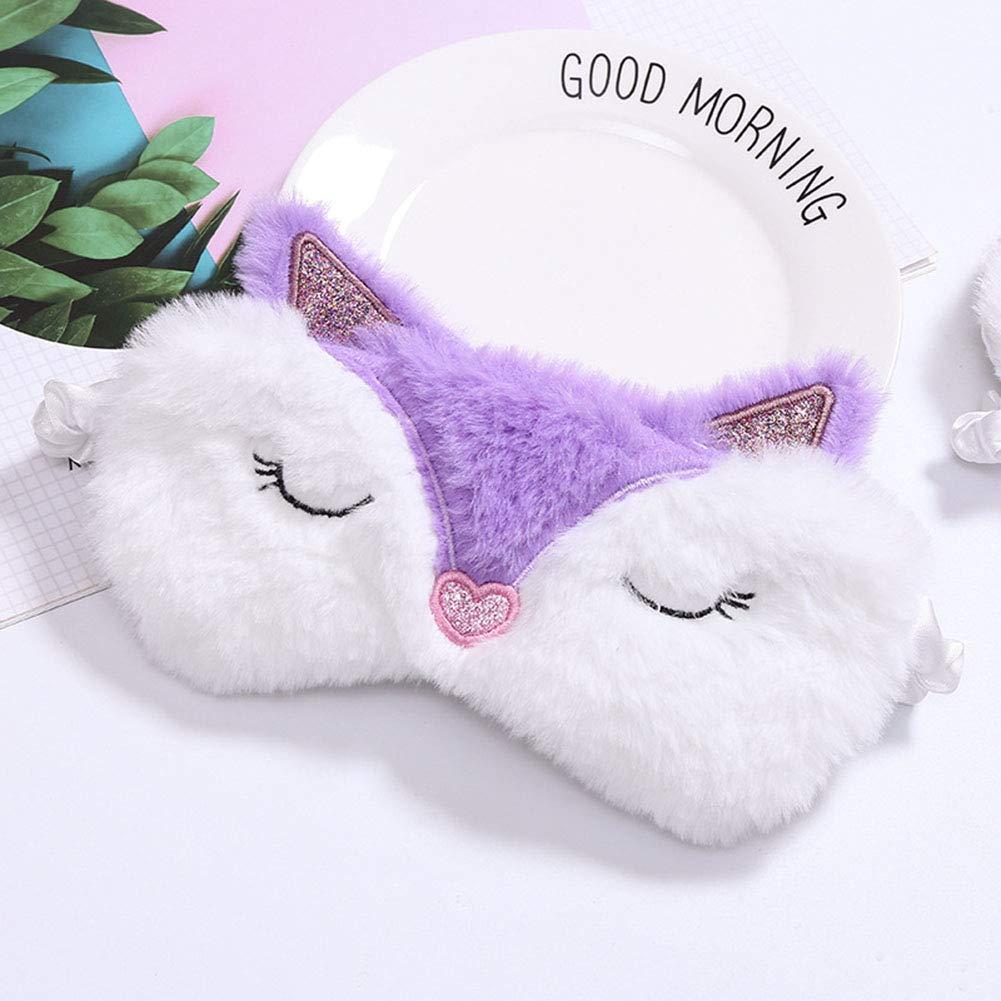 Let Party 2 Pack Cute Animal Sleep Mask for Girls Cute Cartoon Fox Alpaca Soft Plush Blindfold Sleep Masks Eye Cover for Women Girls Travel Nap Night Sleeping