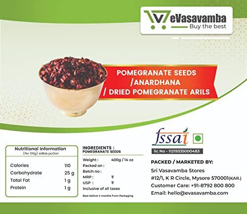 eVasavamba eVasavamba, Dried Pomegranate Seeds | Anardhana | Anar ke Beej | Pomegranate Arils | A++ Grade, 400g
