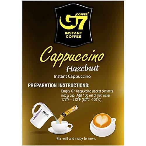 TRUNG NGUYEN Trung Nguyen G7 Instant Cappuccino Hazelnut Vietnam Premium Gourmet Coffee - 100% Pure Soluble Coffee, Sugar, Non-dairy Creamer -12 sticks -216 Grams