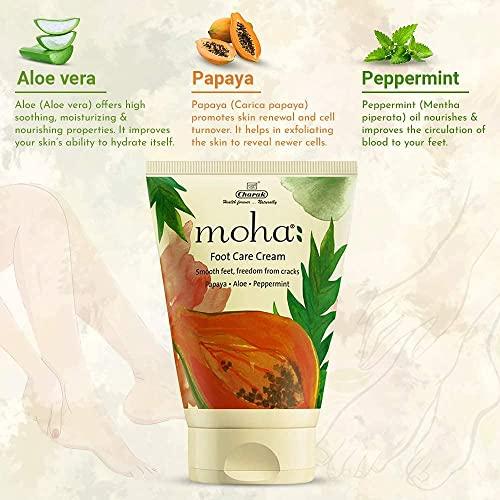 Moha: moha: Foot Cream For Rough, Dry and Cracked Heel, Feet Cream For Heel Repair With Benefits Of Aloe Vera, Papaya & Peppermint (Nail + Foot Care 100ml Each)