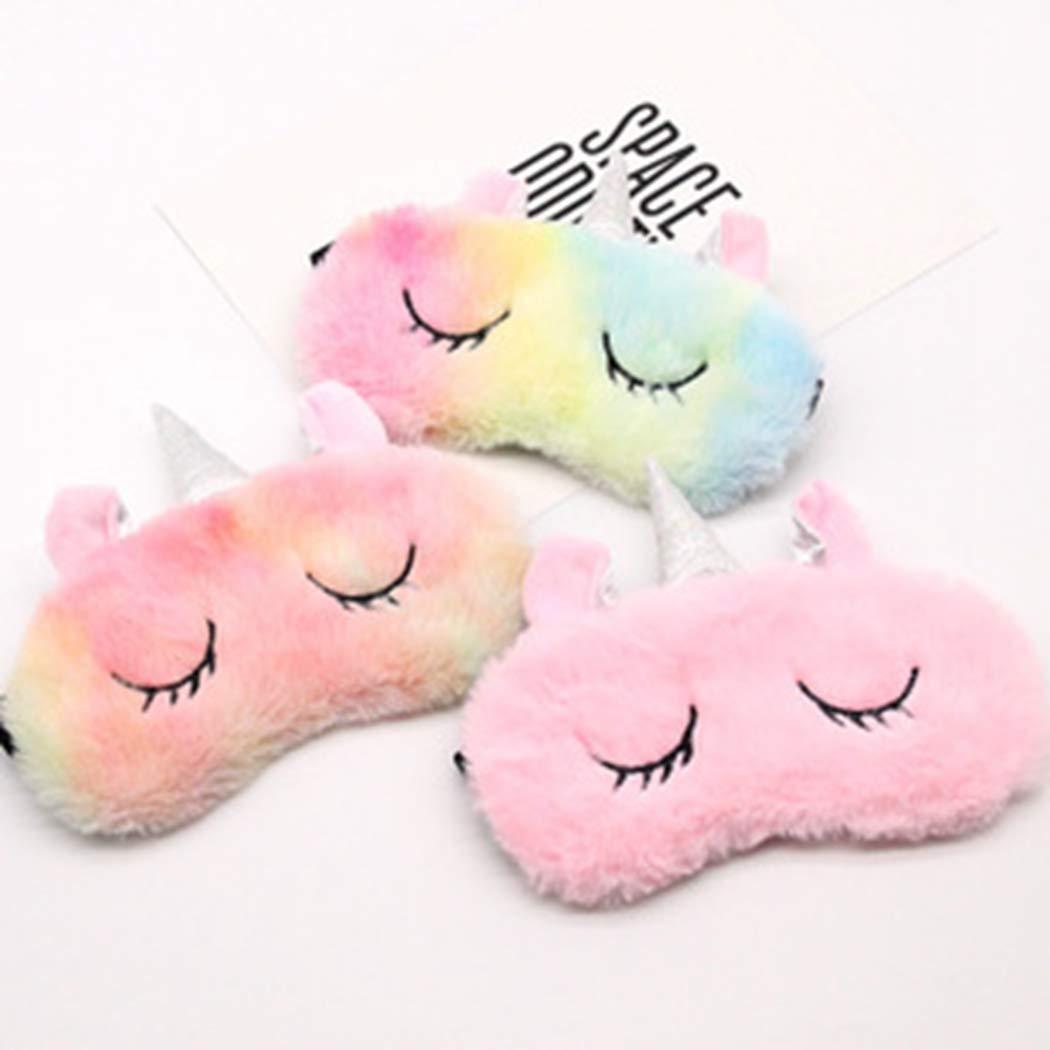 Zoylink Zoylink Sleeping Mask Cartoon Animal Horn Eye Mask Eye Shade Without Ice Pack for Travel (Pink)