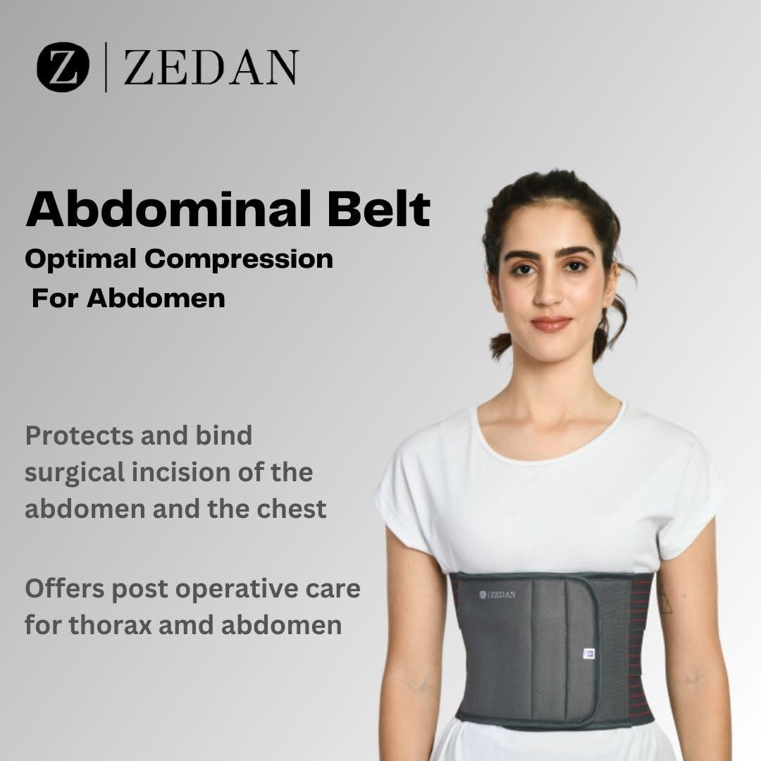 ZEDAN ZEDAN Abdominal Belt For Tummy Reduction After Delivery | Ideal for Slimming Waist, Lower Back Pain Relief | Breathable Belt for Men & Women | Grey (XXL)