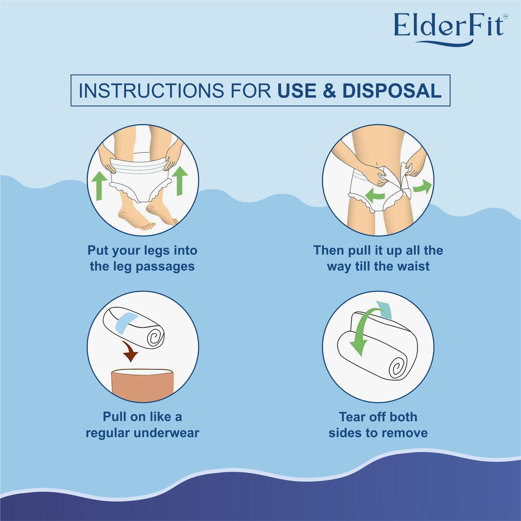 ElderFit ElderFit Pant Style Adult Diaper Large Size Unisex, High Absorbency & Leakproof (Waist Size: 30-48 Inch, 10 Counts)