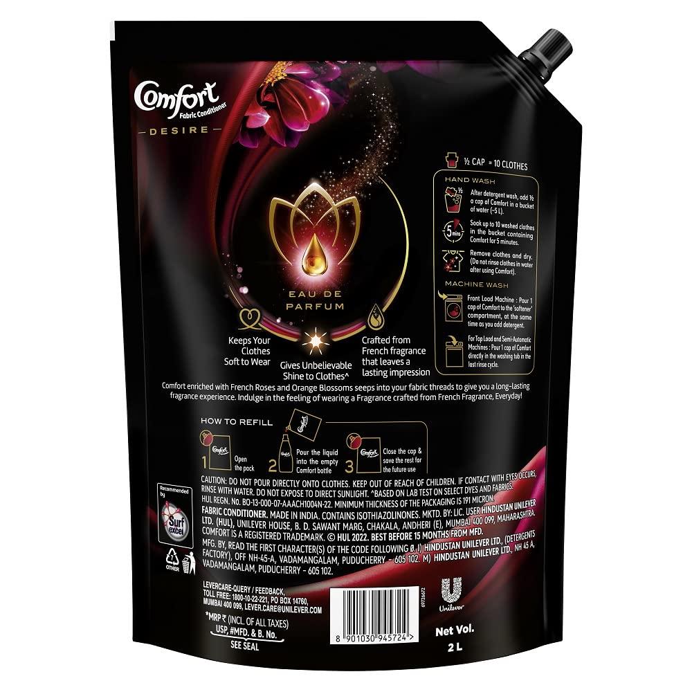 Surf Excel Surf Excel Easy Wash Detergent Powder, 5 Kg & Comfort Perfume Deluxe, Desire, Fabric Conditioner crafted with French perfume fragrances, 2 ltr pouch