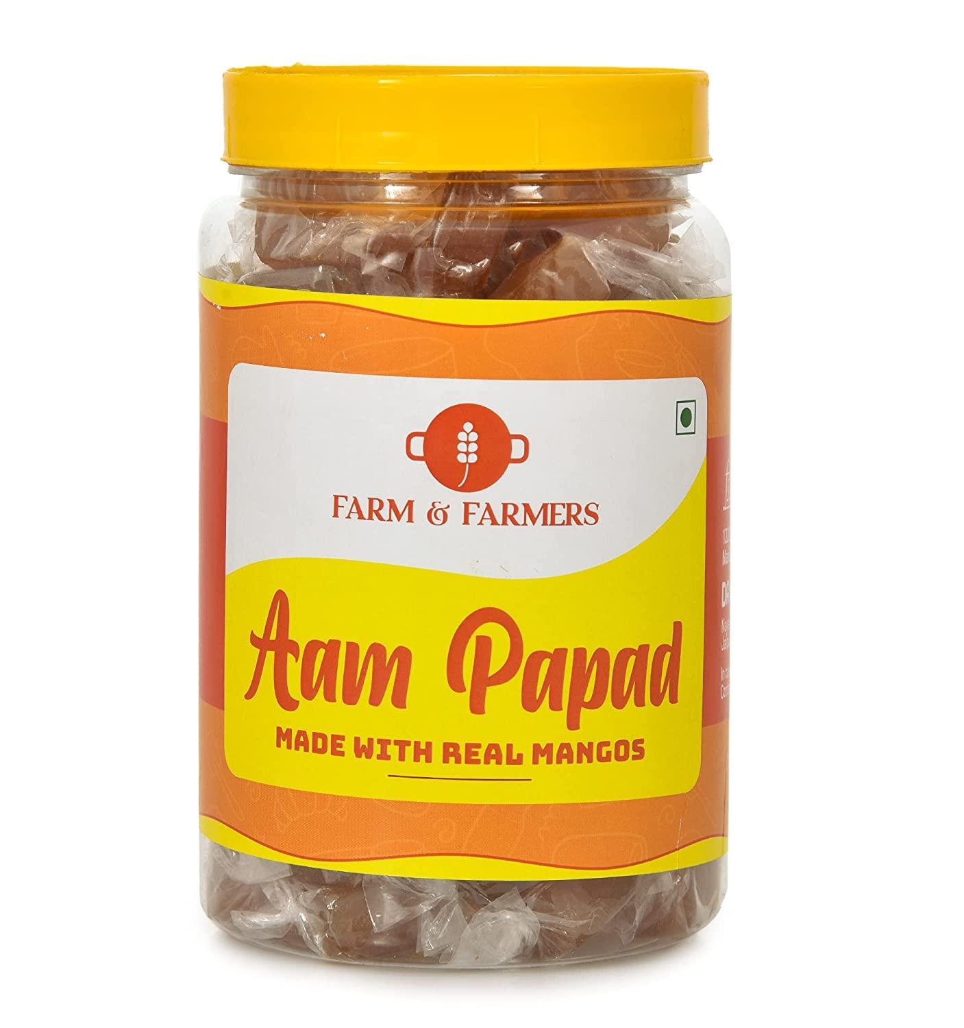 Farm & Farmers Farm & Farmers Premium Khatta Meetha Aam Papad 500gm - Dry Mango Fruit Bar Home made Aam Papad Slice Bar Aam Candy for Kids and Adults No Preservaive and No Added Color
