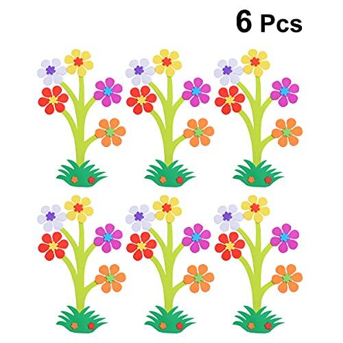 HEALLILY 6 Pcs EVA Plants Design Wall Sticker Classroom Blackboard Sticker Layout Decor Supplies for Kindergarten Kids Decoration (Small Flower Style)