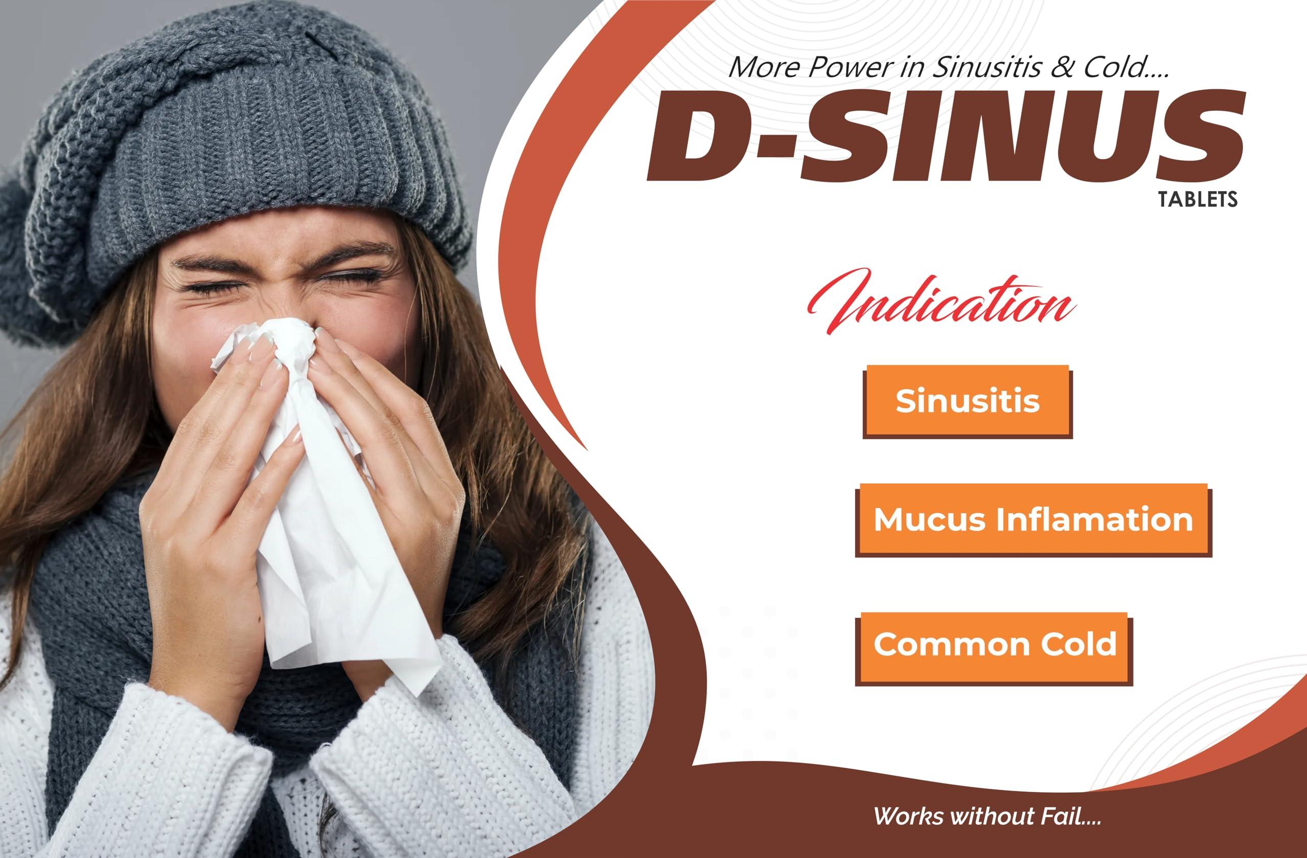 Ayucar Labs D-Sinus Tablets - 30 Tablets, Ayurvedic Medicine for Sinusitis, cold, running nose, chest congestion