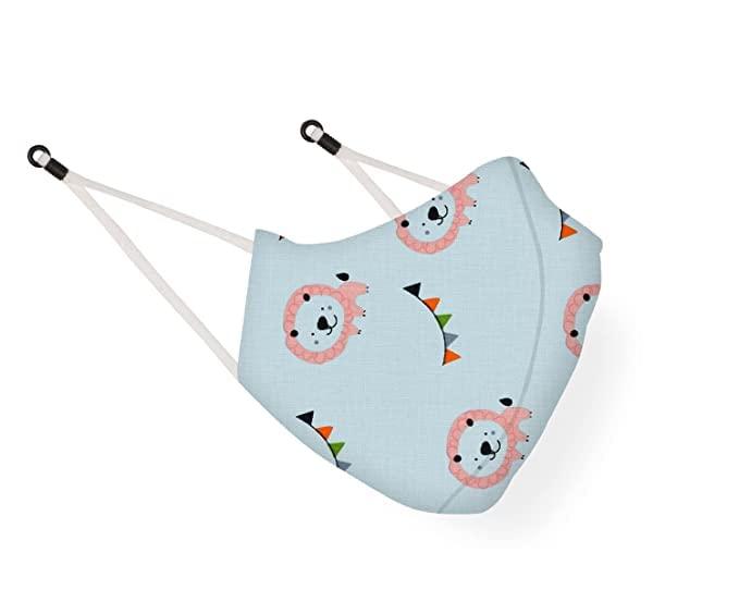 MAPLE MAPLE Boy's and Girl's Cotton Cute Designer Reusable Washable Breathable Face Mask with Adjustable Earloops Without Valve Multicolour (PACK OF 5) (Age 7-14 Years)
