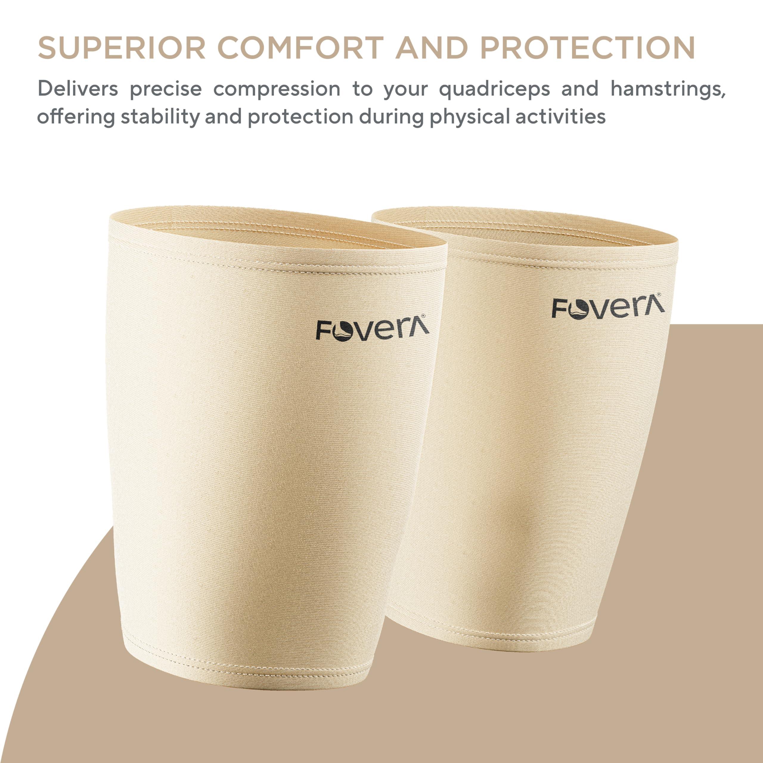 FOVERA FOVERA Thigh Support,Thigh Compression Sleeve for Quad and Hamstring Support for Men and Women (Size - M, 1 Pair)