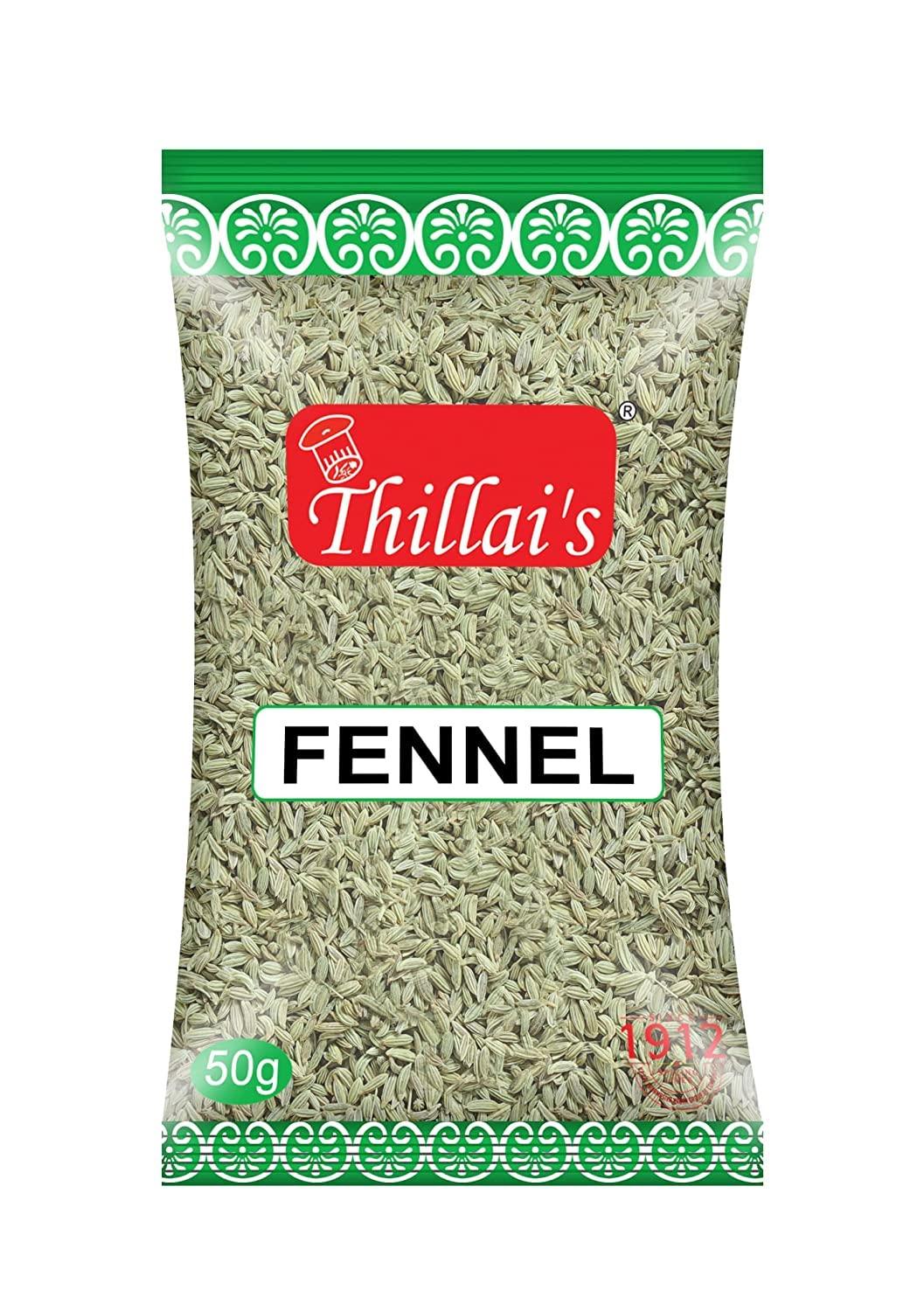 Thillai\'s Thillai\'s Whole Spices | Fennel Seeds | 50 g Each | Pure Spices | Saunf | Variyali | Whole Indian Spices | 100% Natural Fresh Saunf | Variyali Sompu Seeds- Pack of 1