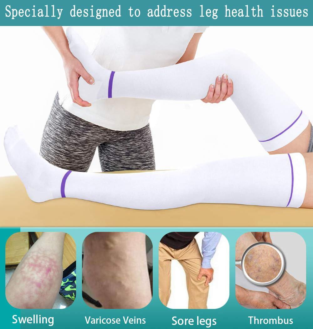 SEXYEYE SEXYEYE T.E.D. Anti Embolism Compression Stockings Thigh High Knee High for Women Men, 15-20 mmHg TED Hose Socks with Inspect Toe Hole