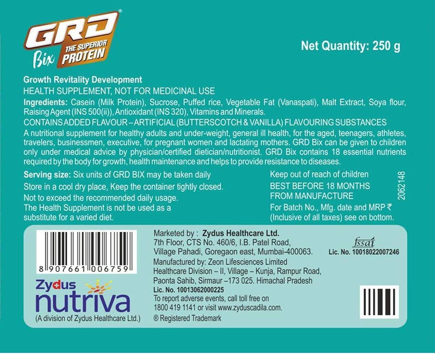 GRD GRD Bix Superior Protein Healthy Diskettes, Tasty Biscuits (Vanilla) & GRD Lite Superior Protein Diskettes, Tasty Sugarless Biscuits (Cardamon) - 250g Each, Pack of 2
