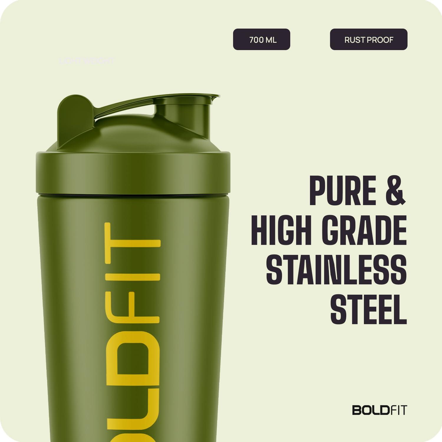 Boldfit Boldfit Stainless Steel Bold Gym Shaker Bottle,Shaker Bottles For Protein Shake 100% Leakproof Guarantee Protein Shaker/Sipper Bottle,Pre Workout&Bcaas&Water Bpa Free Material,700 ml