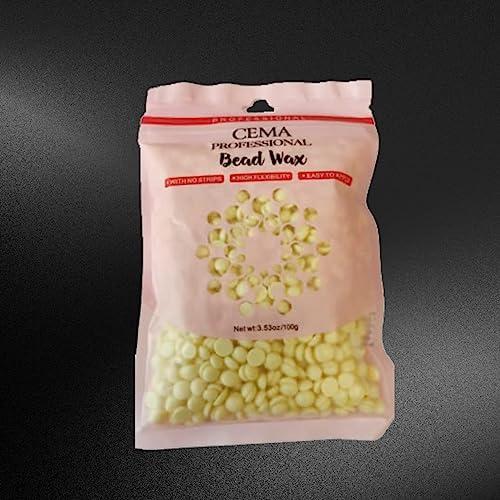 CEMA Cema Hard Wax Beans For Painless Hair Removal, Brazilian Waxing For Face, Eyebrow, Back, Chest, Bikini Areas, Legs At Home (100Gm) white