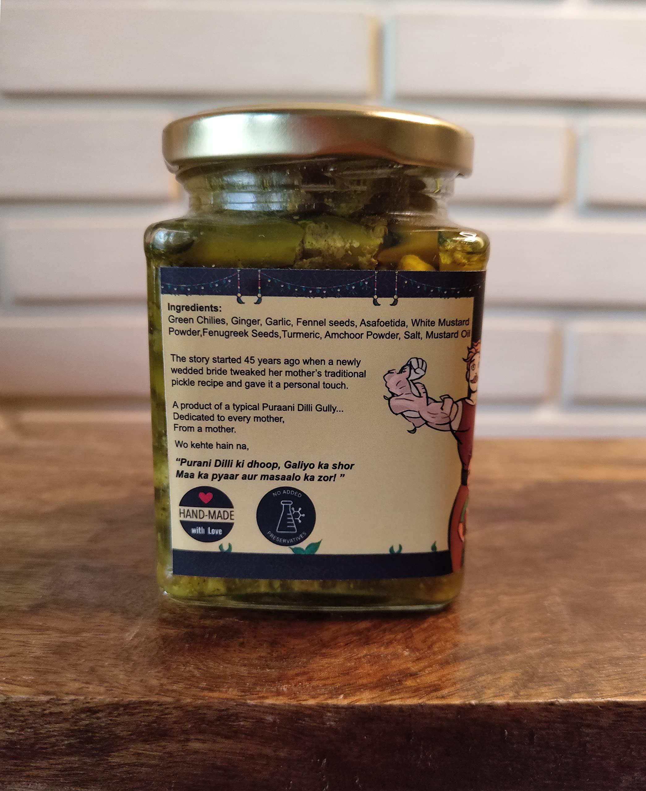 P'KLEGULLY PKLEGULY Home-Made Ginger Chilli Garlic Pickle I Ghar Wala Mirchi Mix Achar I Delhi-6 Style (250 GMS)