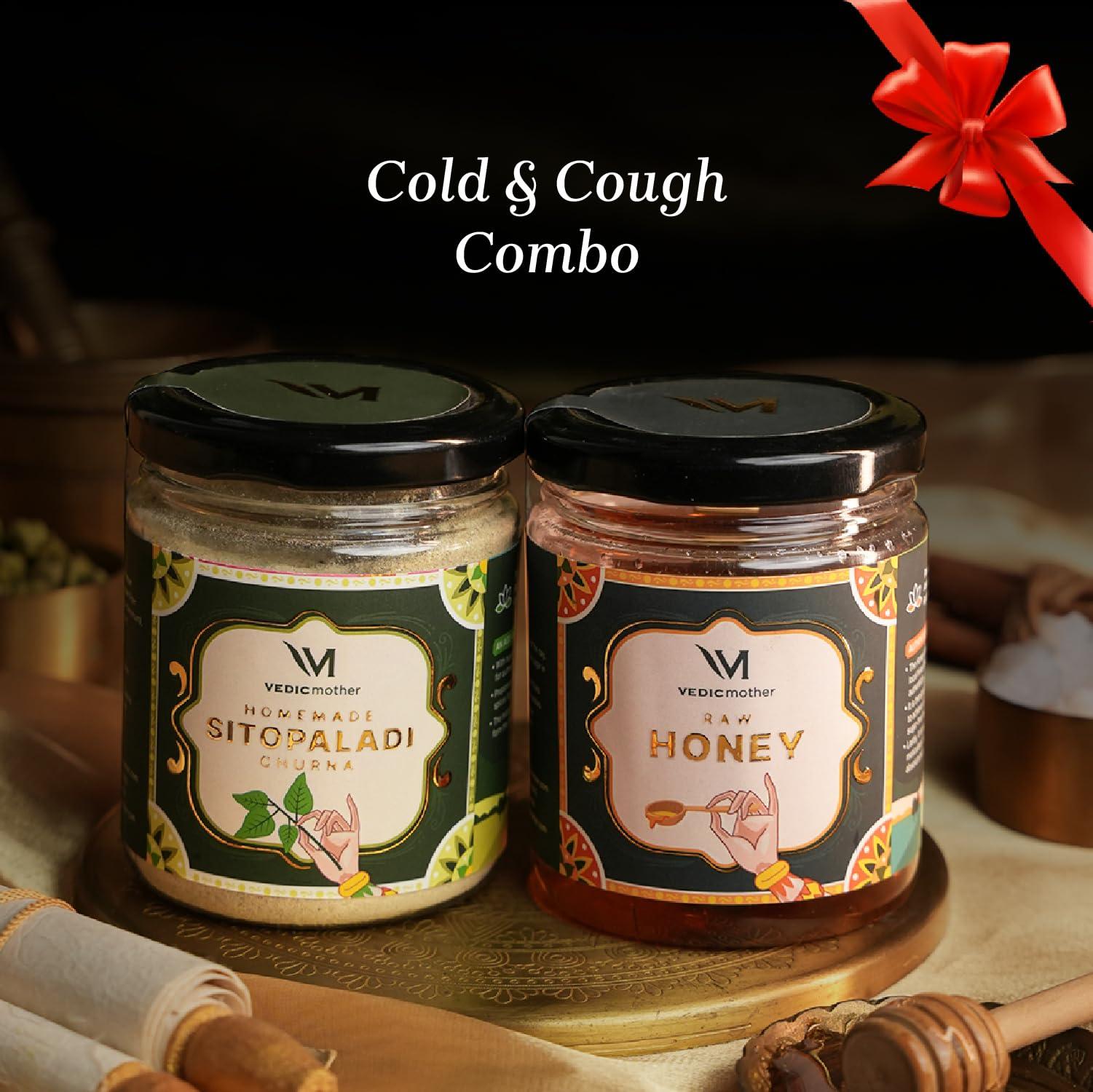 Vedic mother Vedic Mother Cough and Cold Combo Pack of Honey 350gm & Sitopaladi 150gm | Certified Handmade Products with Blend of Natural Herbs & Ingredients | No Added Preservatives