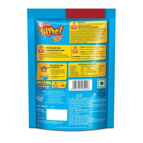 Yippee Yippee Tricolor Pasta Creamy Corn, 65g [Pack of 4]