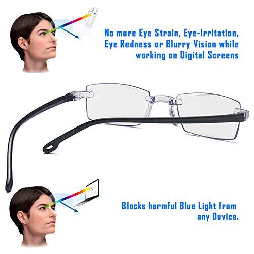 AUGEN AUGEN Blue Block Rimless Reading Glasses Black Clear Unisex Free Size Power (+4.00, Pack of 3)