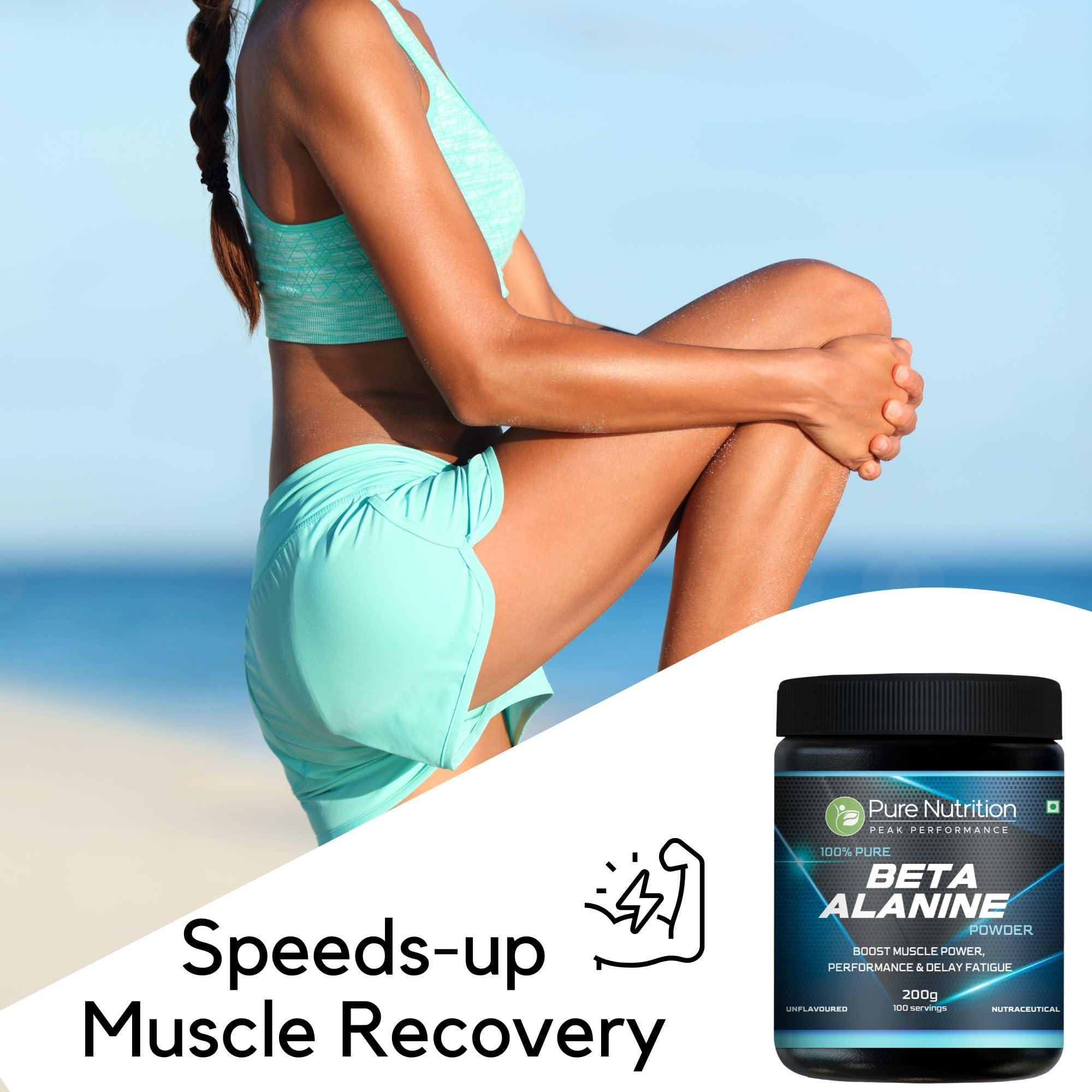 Pure Nutrition Naturals pure nutrition 100% Pure Beta Alanine Powder (200 gm), Unflavored | Pre Workout Supplement Amino Acid | Boost Muscle Power & Improve Performance