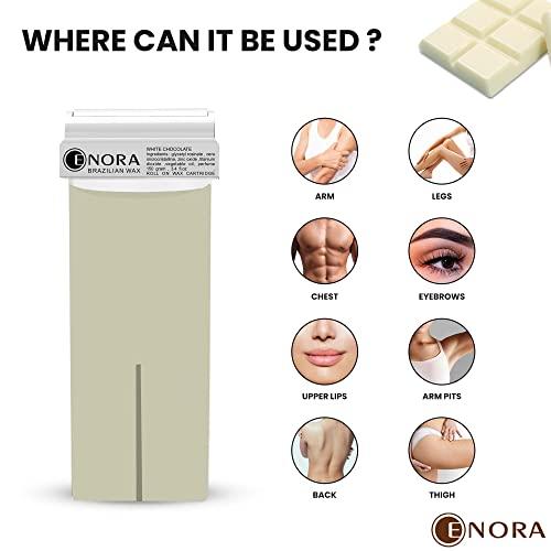 ENORA ENORA Roll On Wax Kit, Waxing Kit For Hair Removal With 1 Soft Wax Cartridge And Wax Strips, Professional Wax Heater Machine For Women Sensitive Skin(White Chocolate, 150 G)