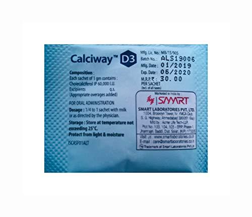 calciway D3 Calciway D3 sachet for Re-Establishes Vitamin-D3 (Cholecalciferol 60000 I.U) Levels Pack of 10 (Sugar Free)