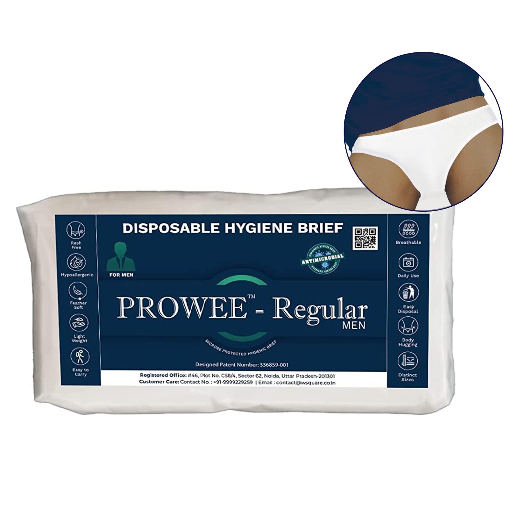 PROWEE Disposable Underwear Brief for Men for Regular Use, Travel, Trekking, Camping, Spa, Herbal Treatments, Hospital Stay & Incontinence. Cotton Like comfort with body hugging (L, 10)