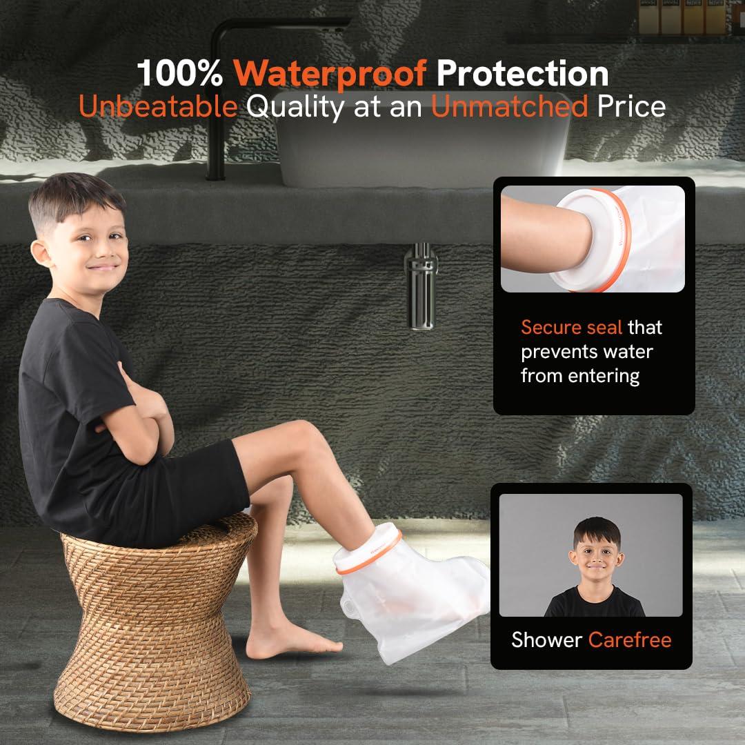 MALU HEALTHCARE MALU Foot Cast Cover Waterproof Protection for Kids\' Casts Durable, Reusable Cover for Swimming, Showering & Bathing Full Coverage Child Cast Protector, Ideal for Foot Injury Recovery