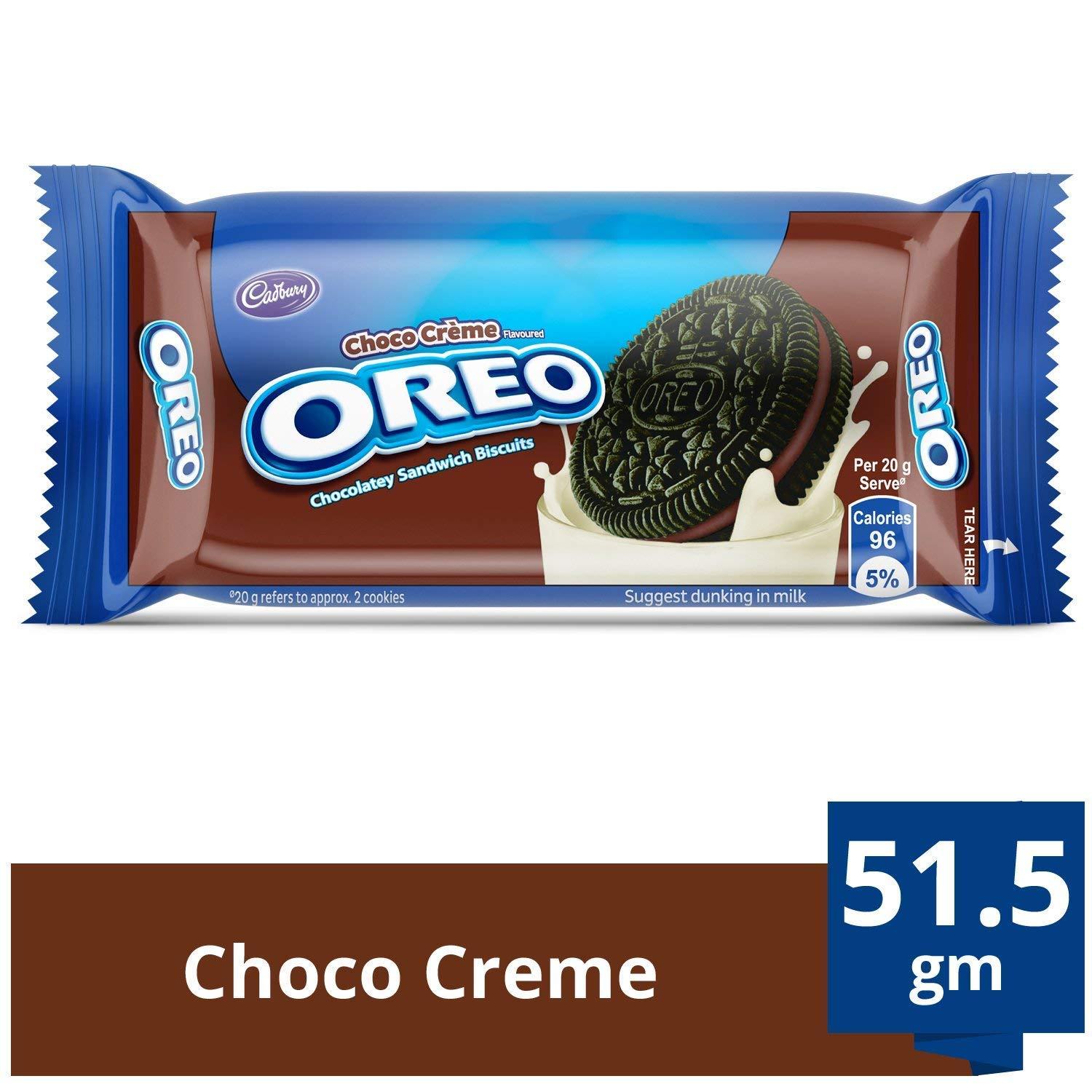Cadbury Cadbury Oreo Choco Crème Flavored Chocolatey Sandwich Biscuits, 51.5g (Pack of 40)