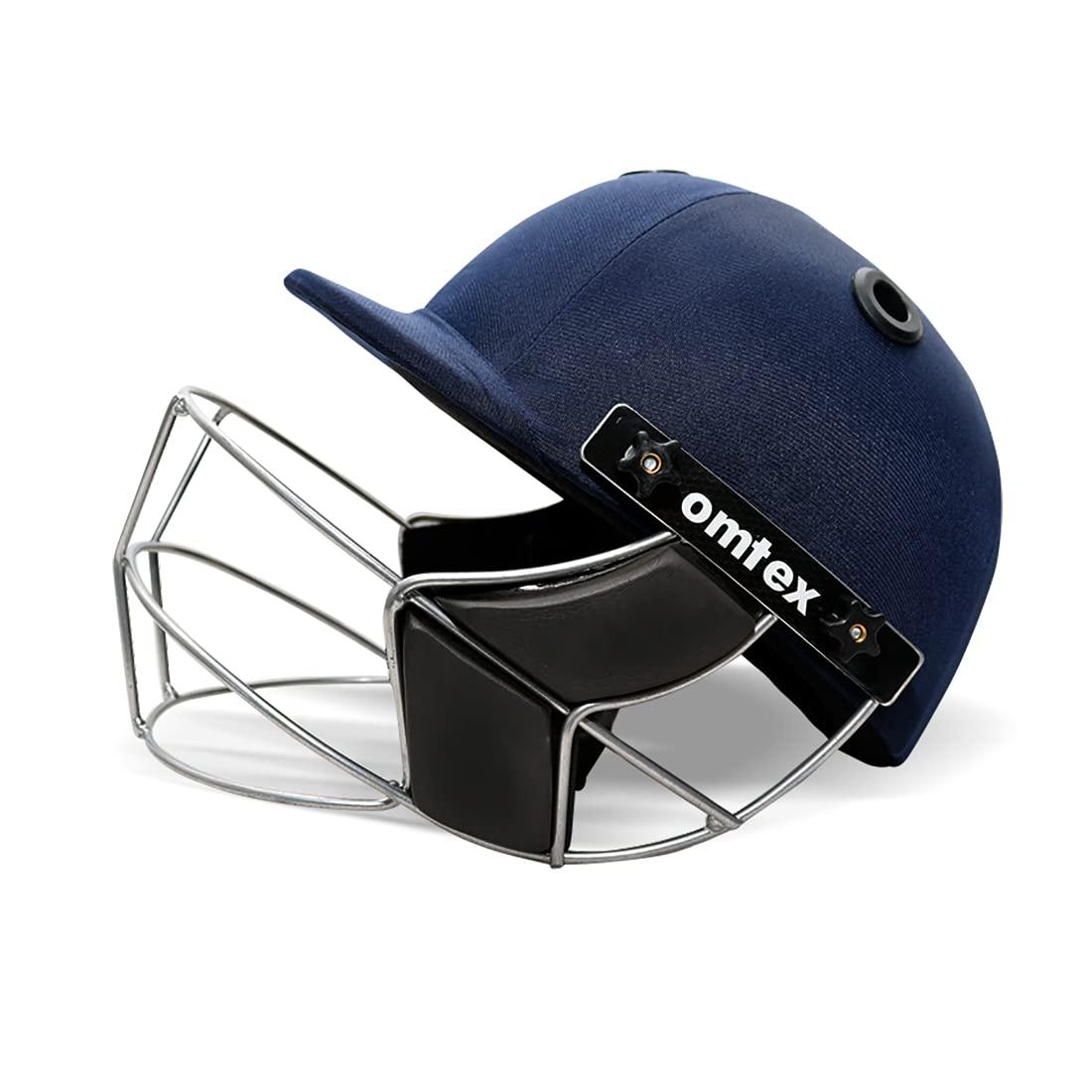 omtex Omtex Cricket Saviour Helmet Light Weight with Adjustable Steel Grill, Back Support Strap - Blue (Small)