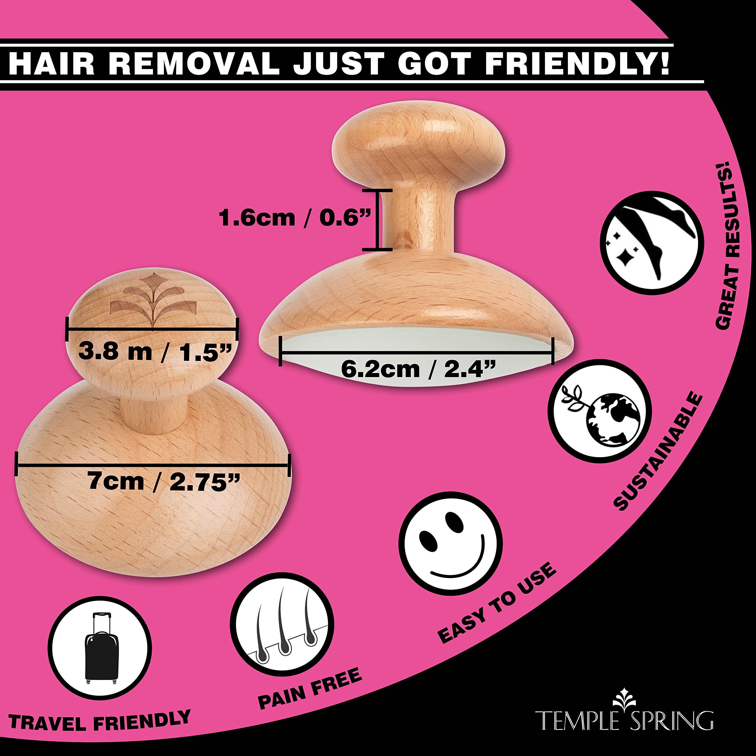 Temple Spring Crystal Hair Eraser - Magic Crystal Hair Remover Stone for Legs, Back and Body - Painless Exfoliating Hair Removal for Silky Smooth Skin - Beechwood (Small)