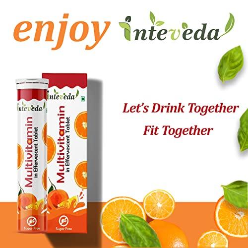 Inteveda Inteveda Multivitamin Effervescent Tablets for Women & Men with Vitamins, Minerals & Antioxidants |Energy Booster | Sugar Free | 200 Effervescent Tablets - Orange Flavour