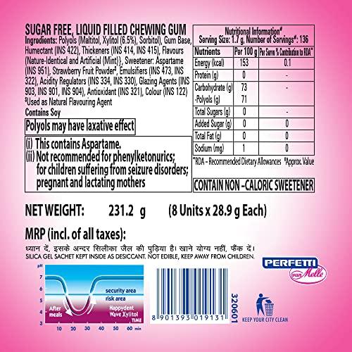 HappyDent Happydent Wave, Xylitol Sugarfree Fruity Flavour, Bubble Gum Bottle Pack, 231.2g (Pack of 8)