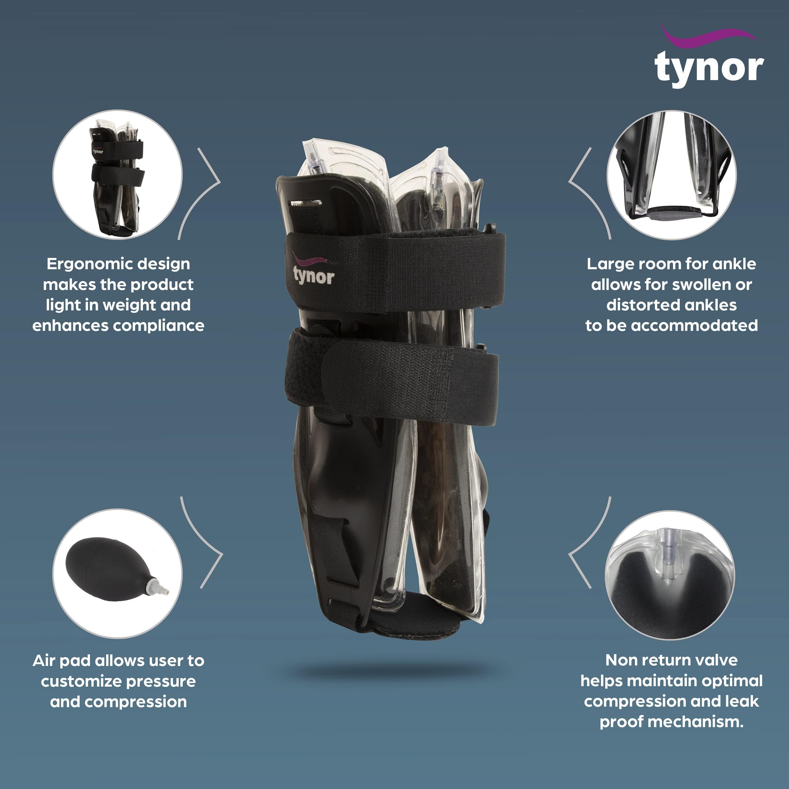 TYNOR TYNOR Air Ankle Splint, Black, Universal Size, 1 Unit