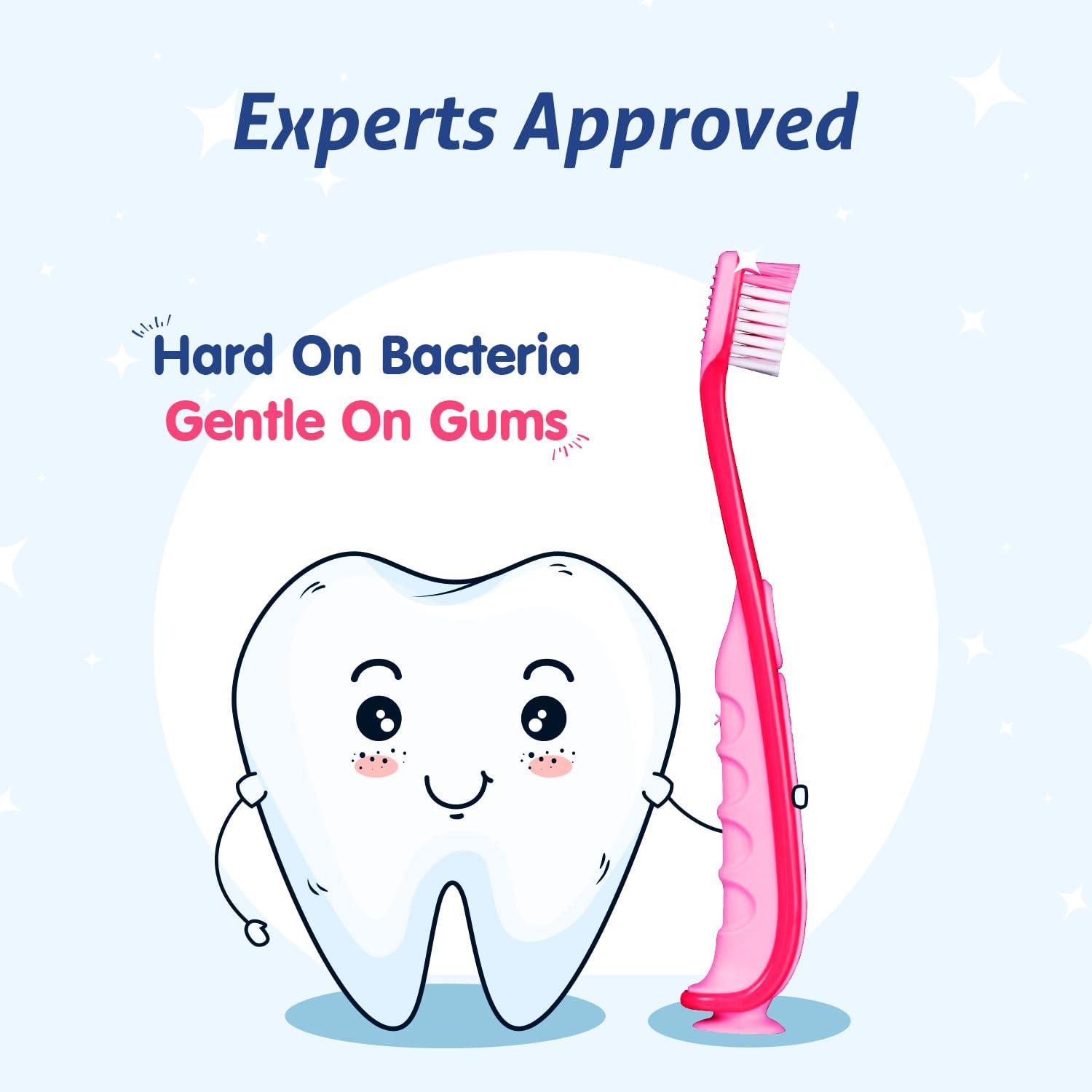 ENSHINE ENSHINE Kids Toothbrush With Easy Grip|Multi-Colors - Extra Soft Toothbrush (6 Toothbrushes) (12+Months) - Manual