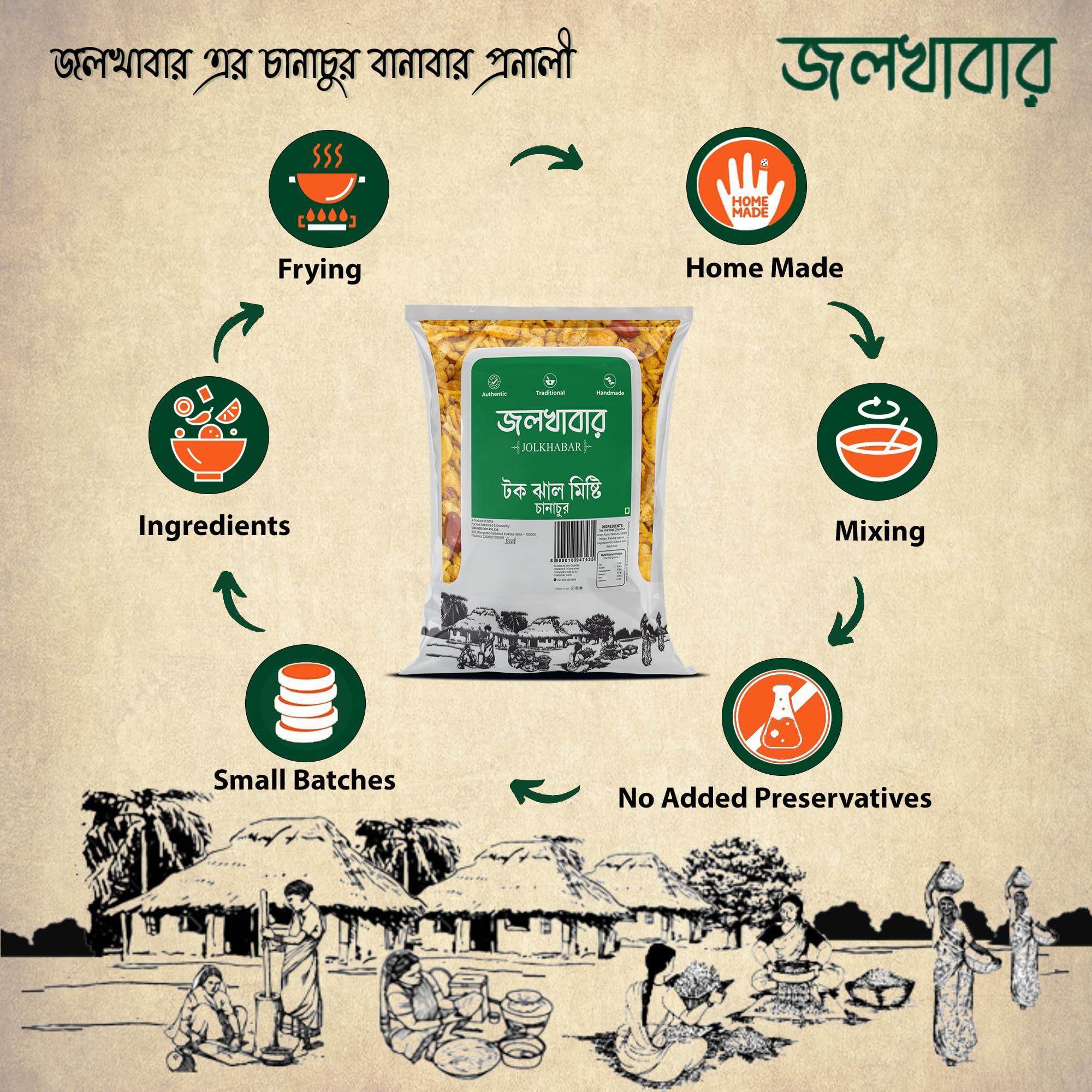 JOLKHABAR JOLKHABAR | Chanachur Monthly Combo Pack | Tok Jhal Misti - Jhal Chanachur Combo | Authentic Bengali Chanachur | 800 gms (400 gm each) - Pack of 2