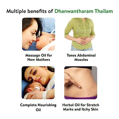 KERALA ayurveda Kerala Ayurveda Dhanwantharam Thailam - 200 ml | Ayurvedic Oil for Prenatal & Postnatal Recovery | Ideal for Stretch Marks Removal for Men & Women | Massage Oil for Relaxed Body | Strengthens Muscles
