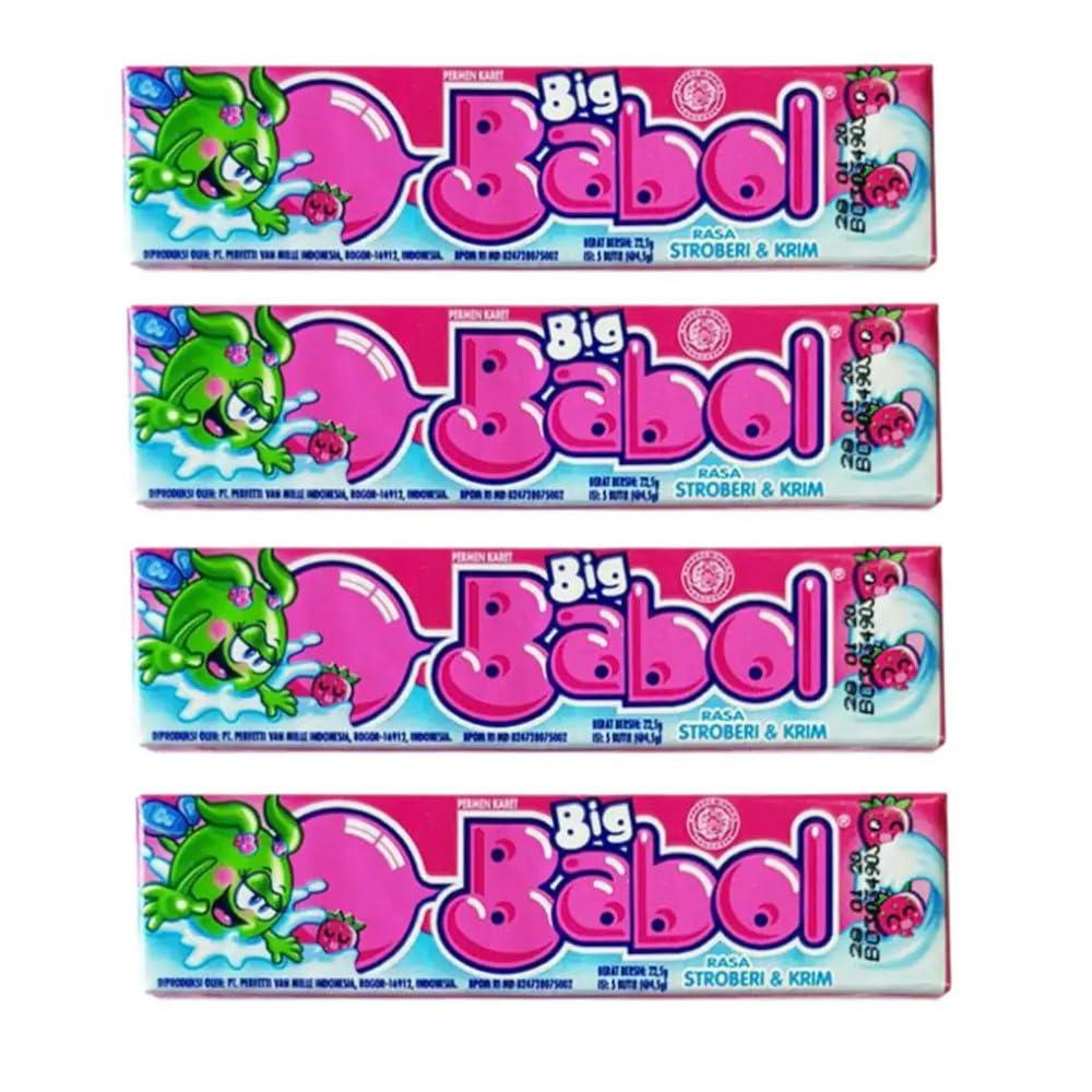 Astonished Retail Big Babol Rasa Strawberry Gum (Pack 2), Strawberry Chewing Gum (Pack 2),(4 x 20g)