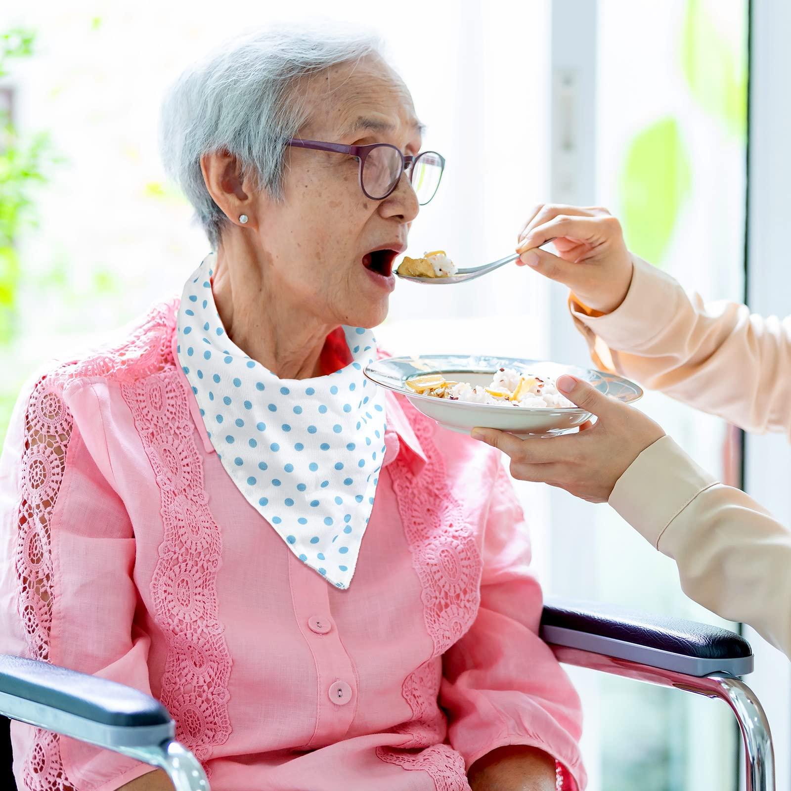 Janmercy 5 Pack Adult Drool Bandana Bibs Soft Large Absorbent Bibs Set for Special Needs Waterproof, Kids 4+ Years, Teens, Men Women (Gray, Black, Blue, Light Blue, White, Cute Pattern)